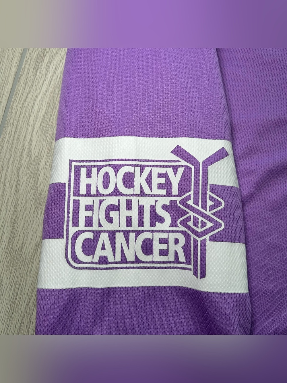 San Jose SJ Sharks NHL Hockey Fights Cancer Purple Jersey Men’s Size M 2021 SGA - Picture 6 of 12